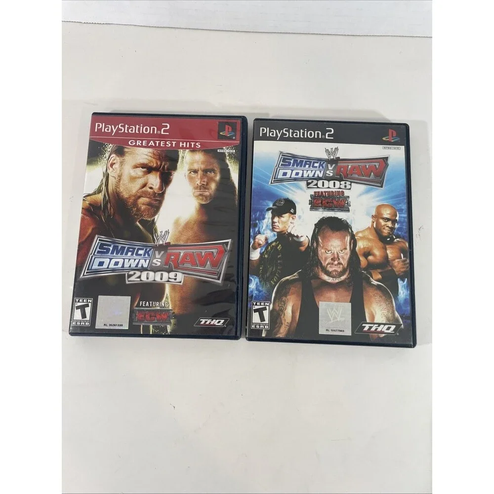 WWE SmackDown vs. Raw 2008 & 2009 PS2 Game Lot CIB